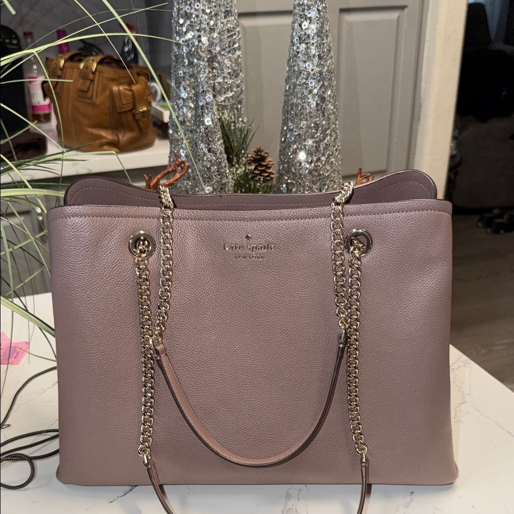 Kate Spade Mauve Leather Tote with Chain Straps